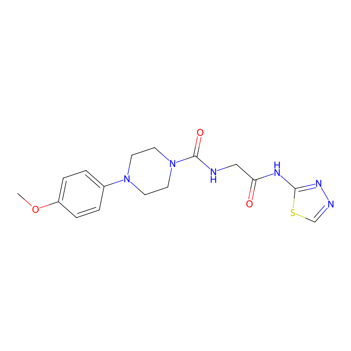 4-(4-methoxyphenyl)-N-[2-oxo-2-(1,3,4-thiadiazol-2-ylamino)ethyl]piperazine-1-carboxamide molecular structure, CAS 1374519-70-6
