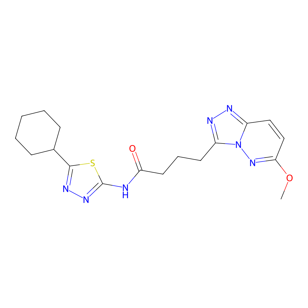 N-(5-cyclohexyl-1,3,4-thiadiazol-2-yl)-4-(6-methoxy[1,2,4]triazolo[4,3-b]pyridazin-3-yl)butanamide molecular structure, CAS 1374519-74-0