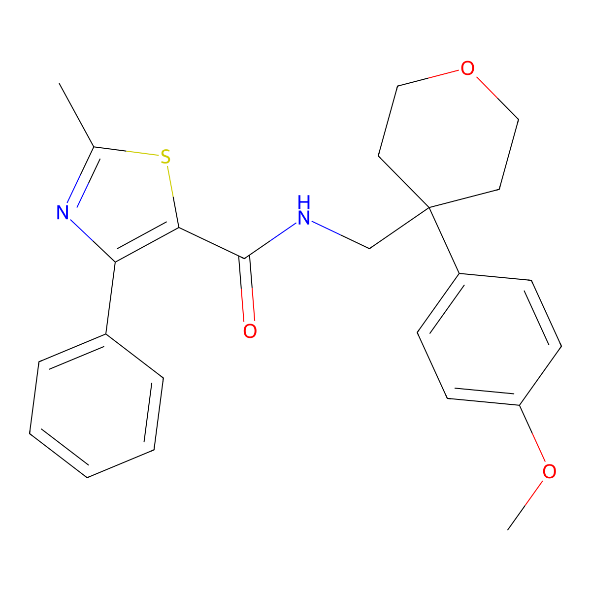 N-{[4-(4-methoxyphenyl)tetrahydro-2H-pyran-4-yl]methyl}-2-methyl-4-phenyl-1,3-thiazole-5-carboxamide molecular structure, CAS 1374519-80-8