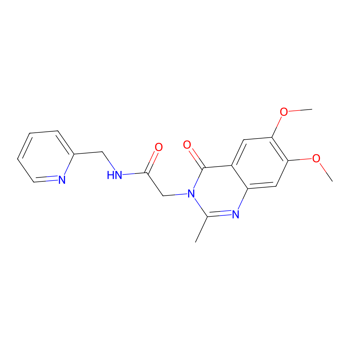 2-[6,7-dimethoxy-2-methyl-4-oxo-3(4H)-quinazolinyl]-N-(2-pyridylmethyl)acetamide molecular structure, CAS 1374519-94-4