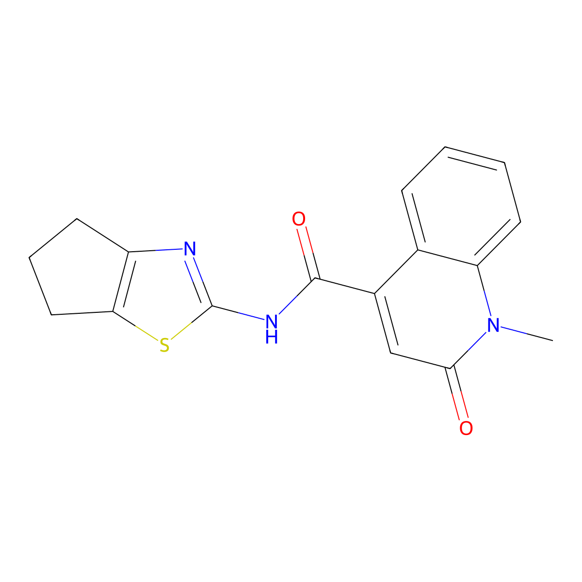 N-(5,6-dihydro-4H-cyclopenta[d]thiazol-2-yl)-1-methyl-2-oxo-1,2-dihydroquinoline-4-carboxamide molecular structure, CAS 1374520-01-0