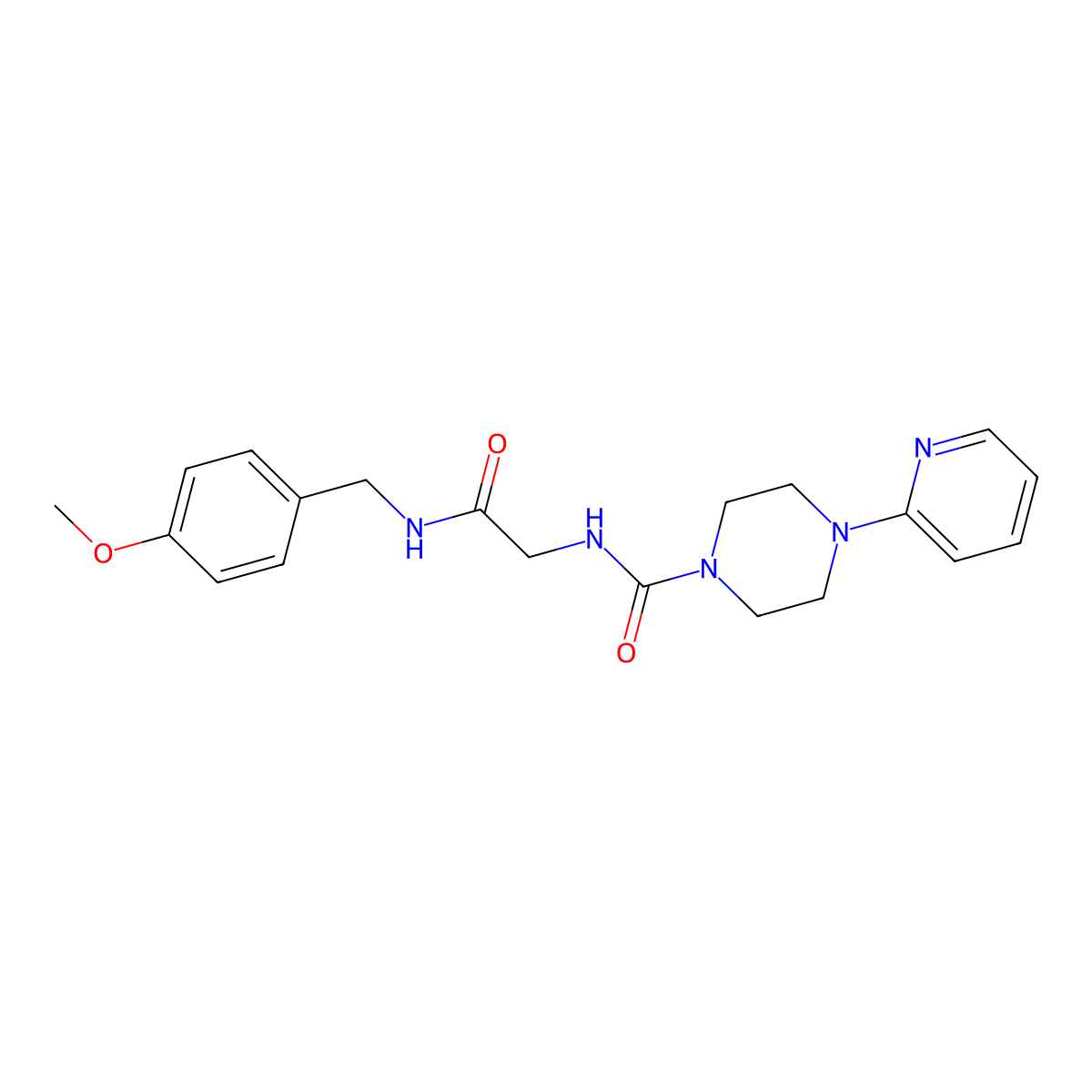 N-{2-[(4-methoxybenzyl)amino]-2-oxoethyl}-4-(pyridin-2-yl)piperazine-1-carboxamide molecular structure, CAS 1374520-06-5