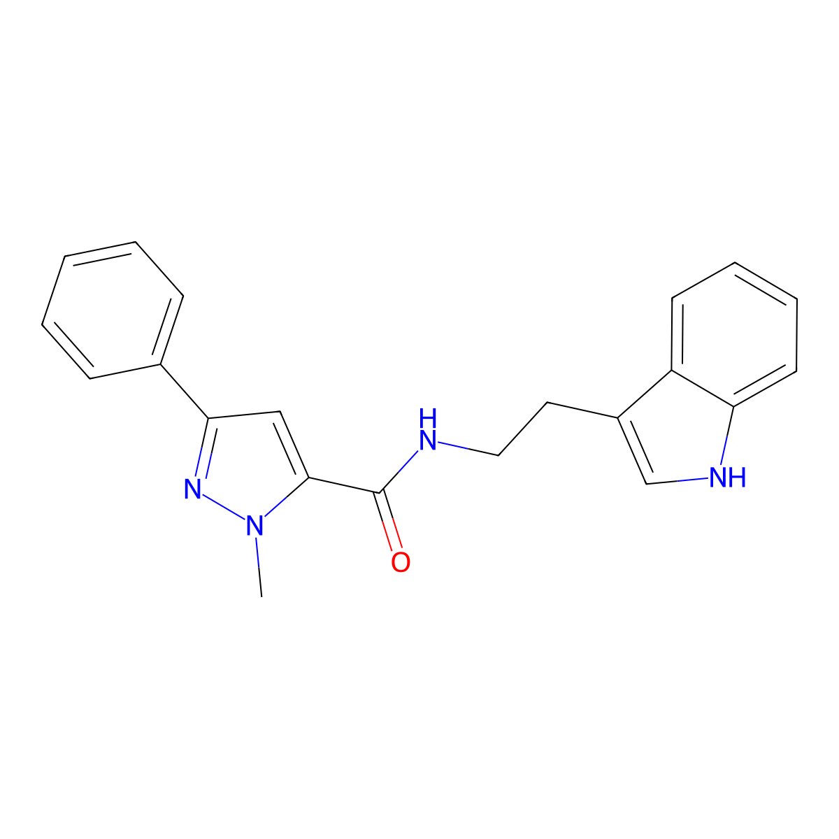 N-[2-(1H-indol-3-yl)ethyl]-1-methyl-3-phenyl-1H-pyrazole-5-carboxamide molecular structure, CAS 1374520-15-6