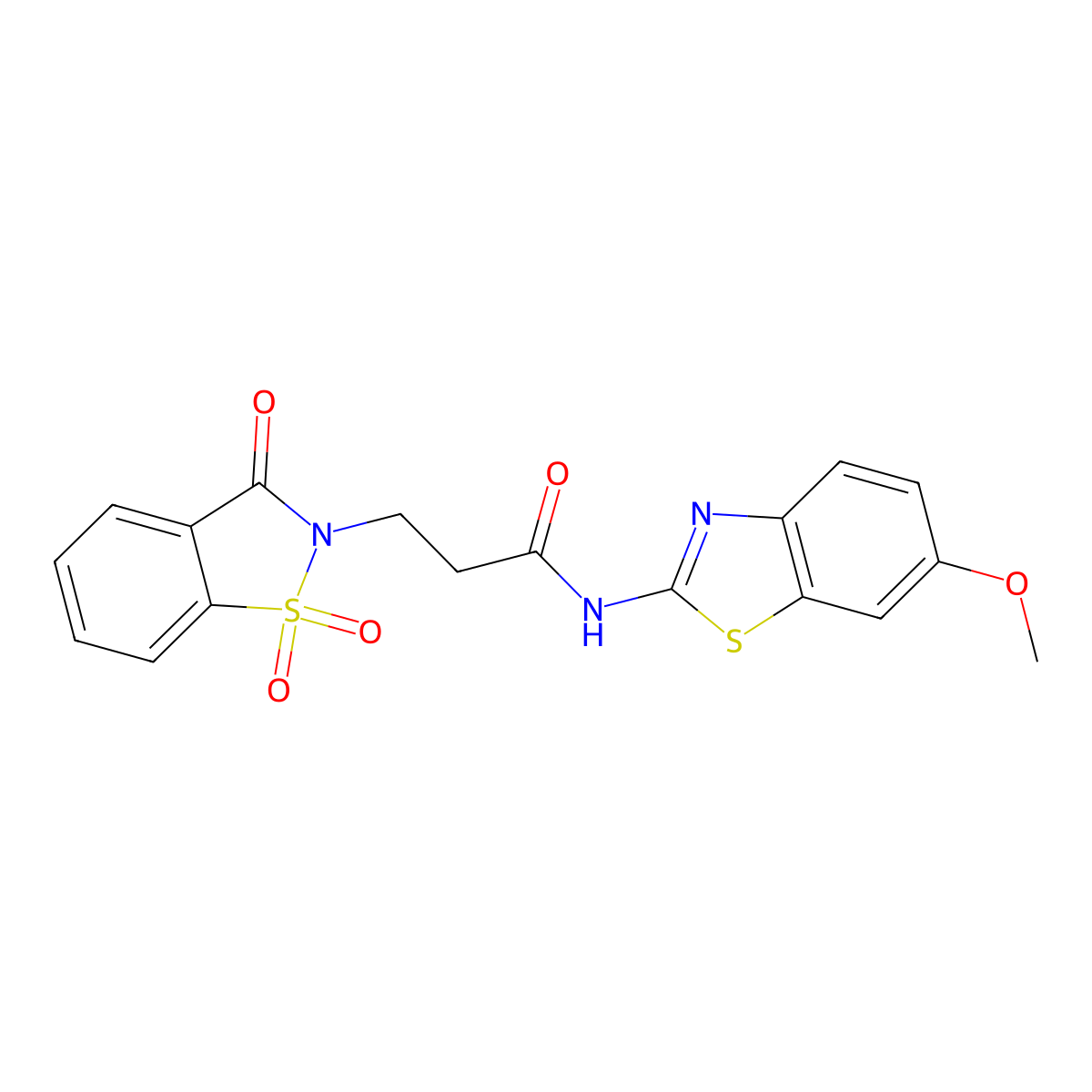 3-(1,1-dioxido-3-oxo-1,2-benzothiazol-2(3H)-yl)-N-(6-methoxy-1,3-benzothiazol-2-yl)propanamide molecular structure, CAS 1374520-21-4