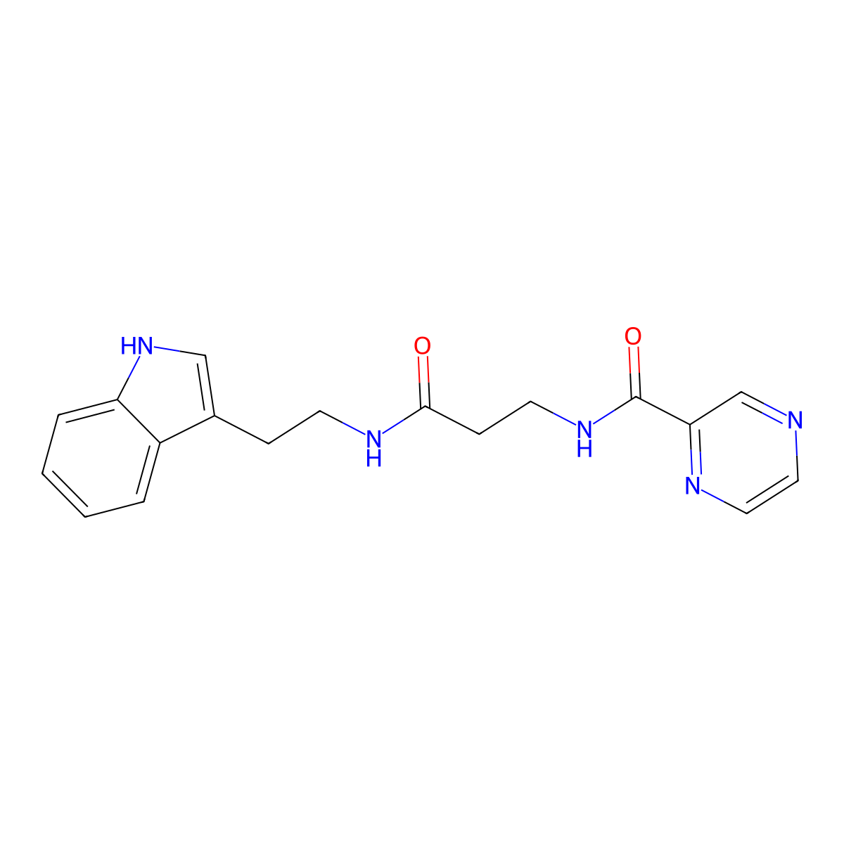 N-(3-{[2-(1H-indol-3-yl)ethyl]amino}-3-oxopropyl)-2-pyrazinecarboxamide molecular structure, CAS 1374520-43-0