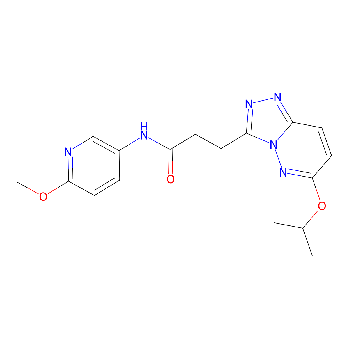 3-(6-isopropoxy-[1,2,4]triazolo[4,3-b]pyridazin-3-yl)-N-(6-methoxypyridin-3-yl)propanamide molecular structure, CAS 1374520-46-3