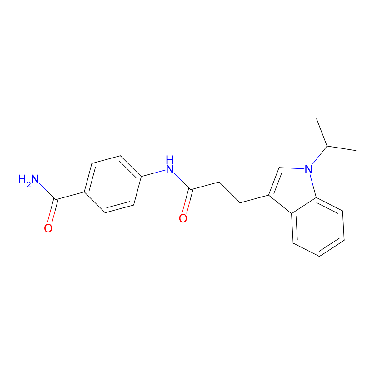 4-({3-[1-(propan-2-yl)-1H-indol-3-yl]propanoyl}amino)benzamide molecular structure, CAS 1374520-88-3
