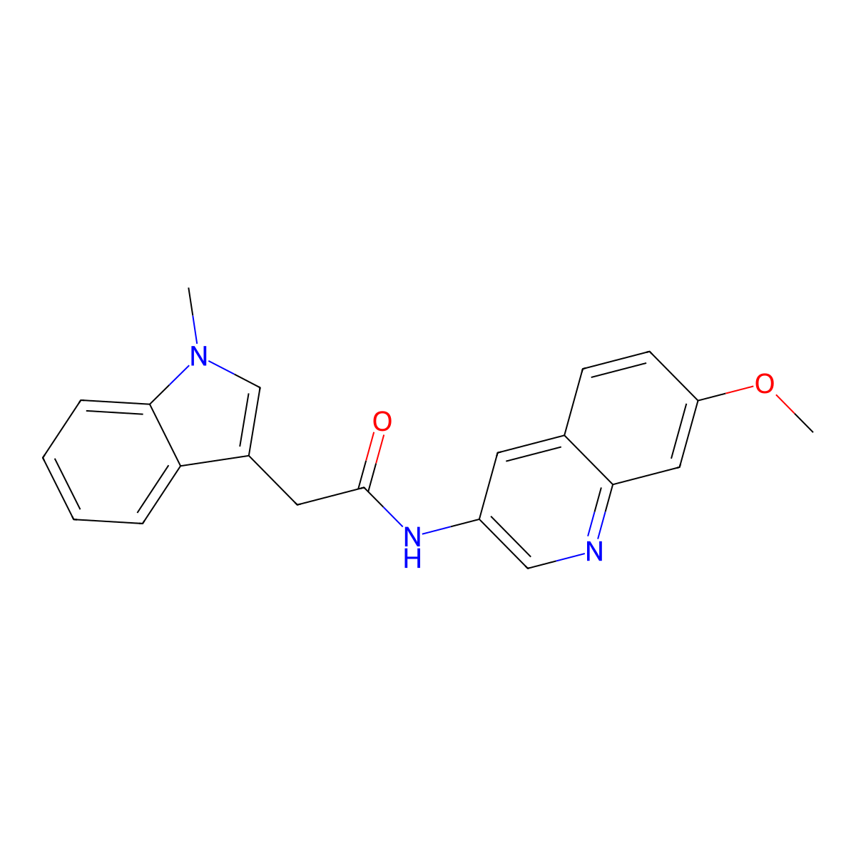 N-(7-methoxyquinolin-3-yl)-2-(1-methyl-1H-indol-3-yl)acetamide molecular structure, CAS 1374521-24-0