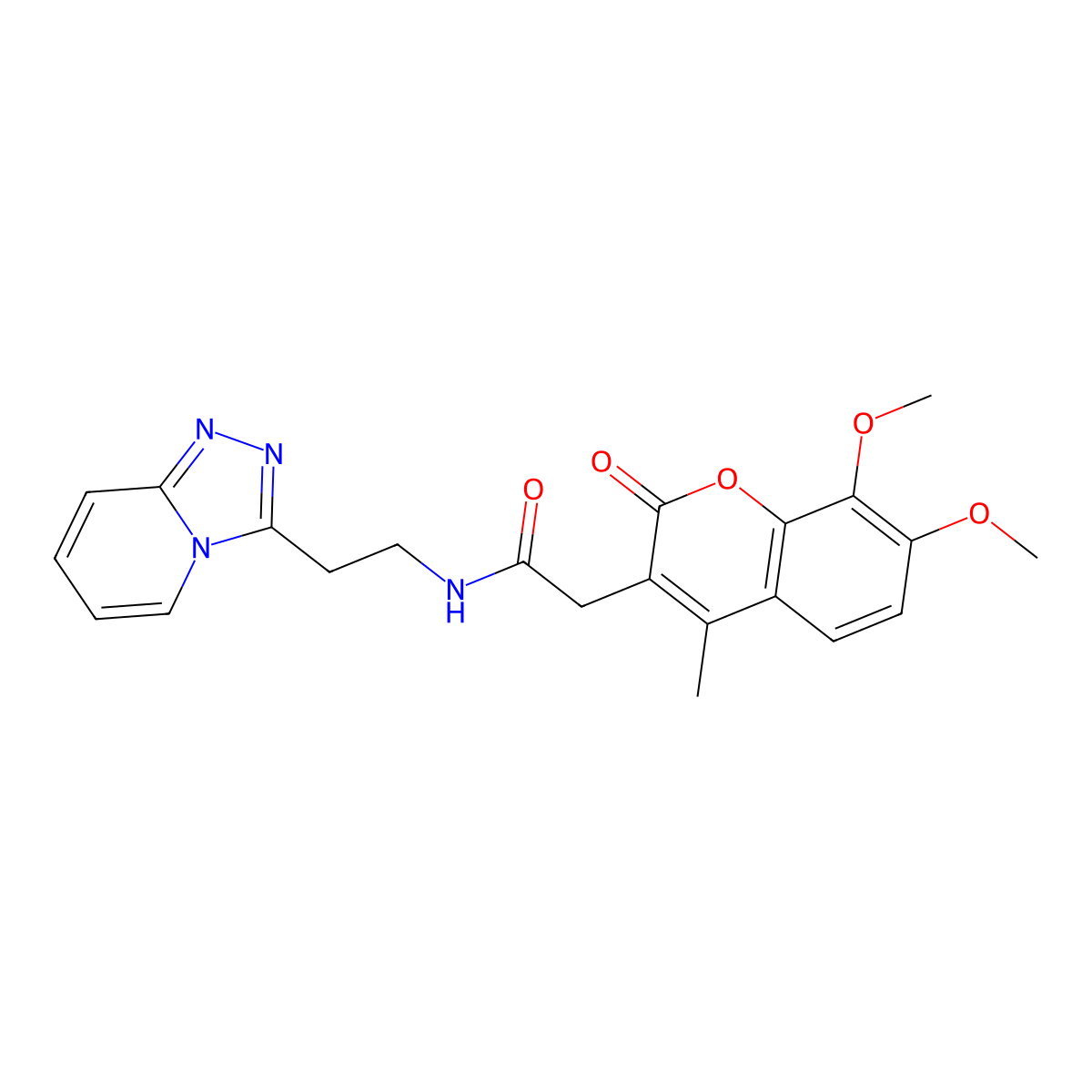 2-(7,8-dimethoxy-4-methyl-2-oxo-2H-chromen-3-yl)-N-[2-([1,2,4]triazolo[4,3-a]pyridin-3-yl)ethyl]acetamide molecular structure, CAS 1374521-42-2