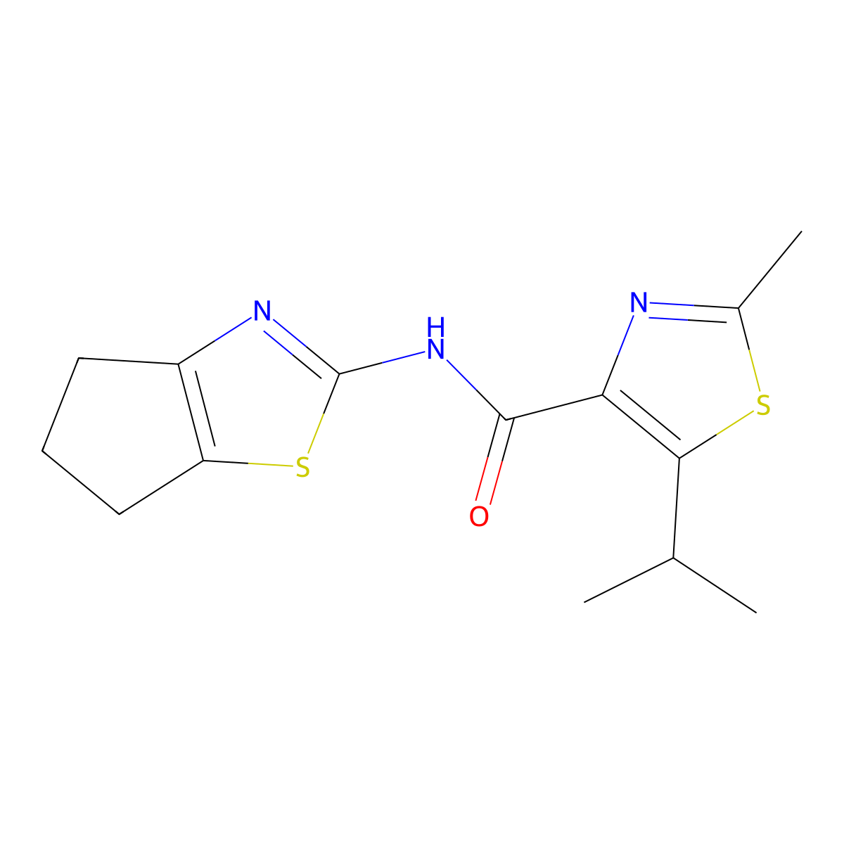 N-(5,6-dihydro-4H-cyclopenta[d][1,3]thiazol-2-yl)-2-methyl-5-(propan-2-yl)-1,3-thiazole-4-carboxamide molecular structure, CAS 1374521-45-5