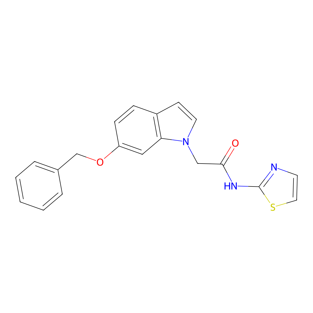 2-(6-(benzyloxy)-1H-indol-1-yl)-N-(thiazol-2-yl)acetamide molecular structure, CAS 1374521-53-5