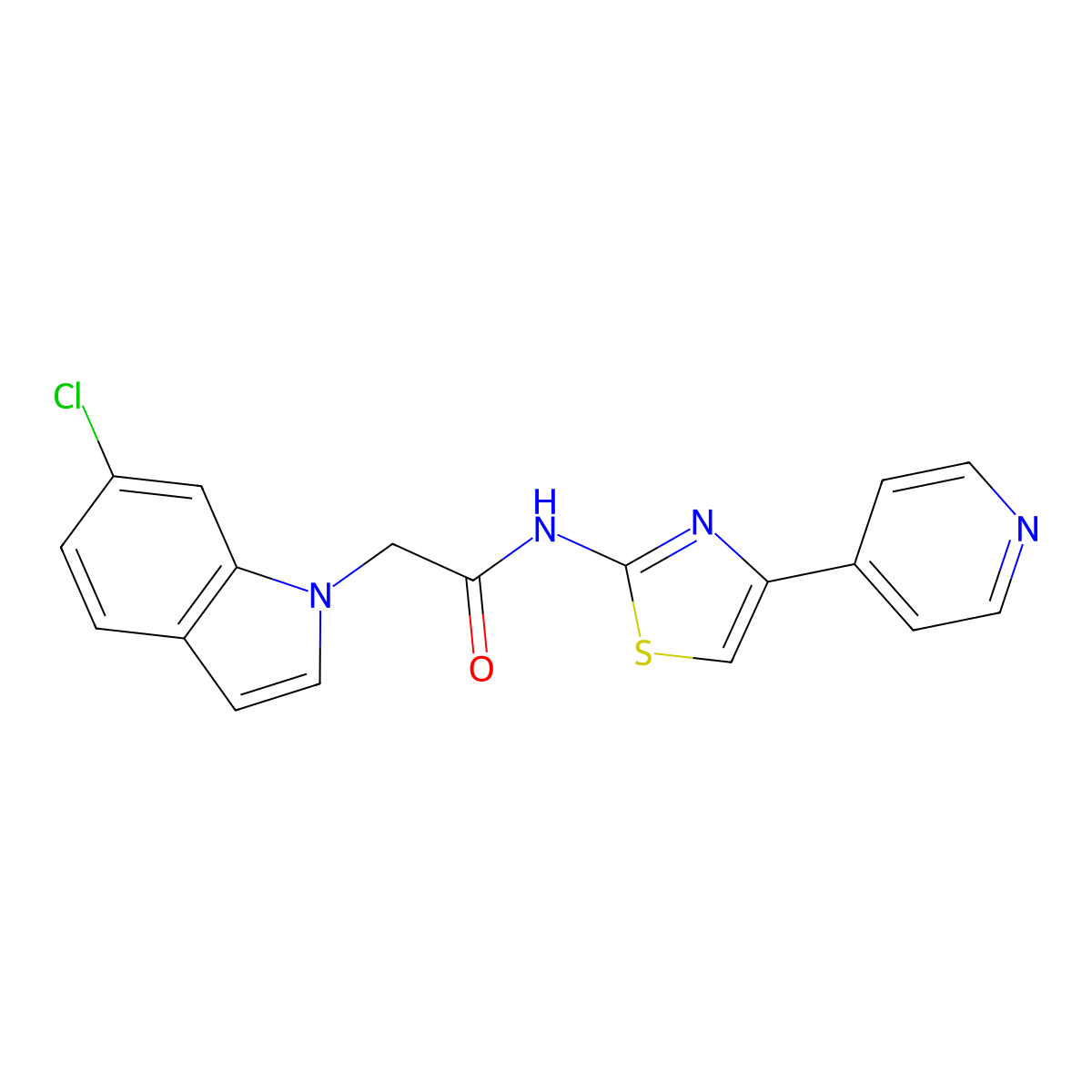 2-(6-chloro-1H-indol-1-yl)-N-[4-(pyridin-4-yl)-1,3-thiazol-2-yl]acetamide molecular structure, CAS 1374521-65-9