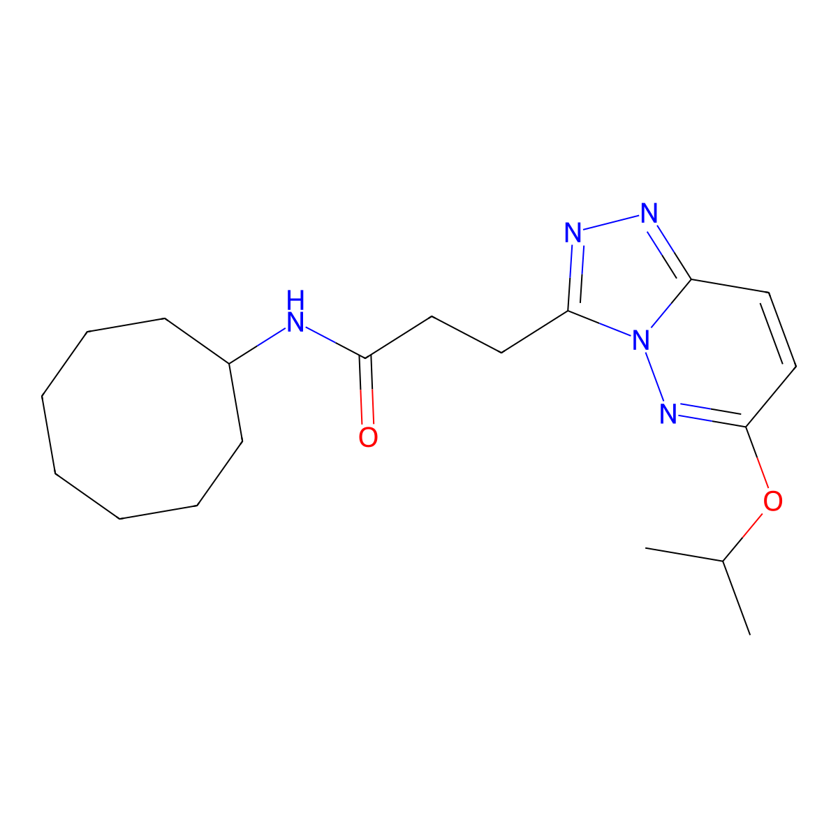 N-cyclooctyl-3-(6-isopropoxy-[1,2,4]triazolo[4,3-b]pyridazin-3-yl)propanamide molecular structure, CAS 1374522-05-0