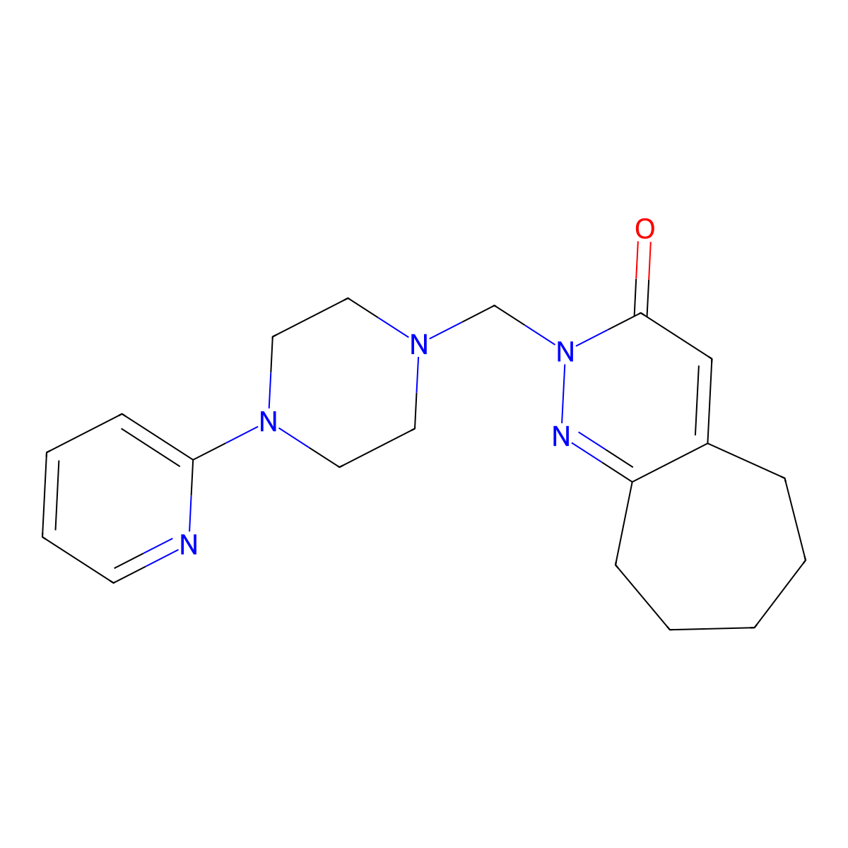 2-{[4-(pyridin-2-yl)piperazin-1-yl]methyl}-2,5,6,7,8,9-hexahydro-3H-cyclohepta[c]pyridazin-3-one molecular structure, CAS 1374522-12-9