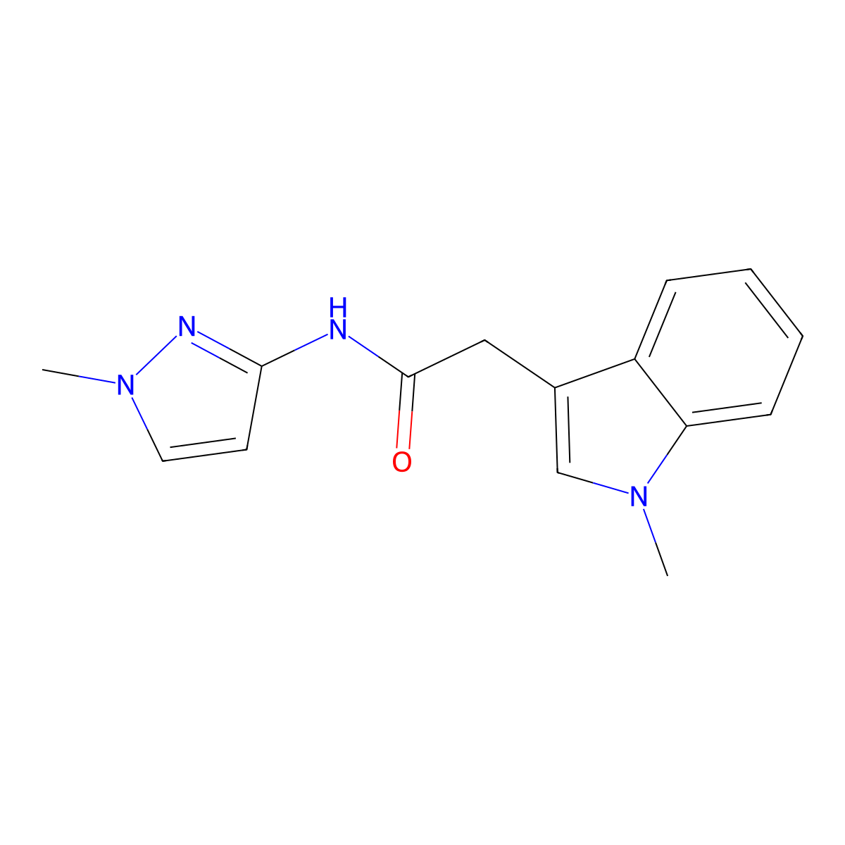 2-(1-methyl-1H-indol-3-yl)-N-(1-methyl-1H-pyrazol-3-yl)acetamide molecular structure, CAS 1374523-41-7