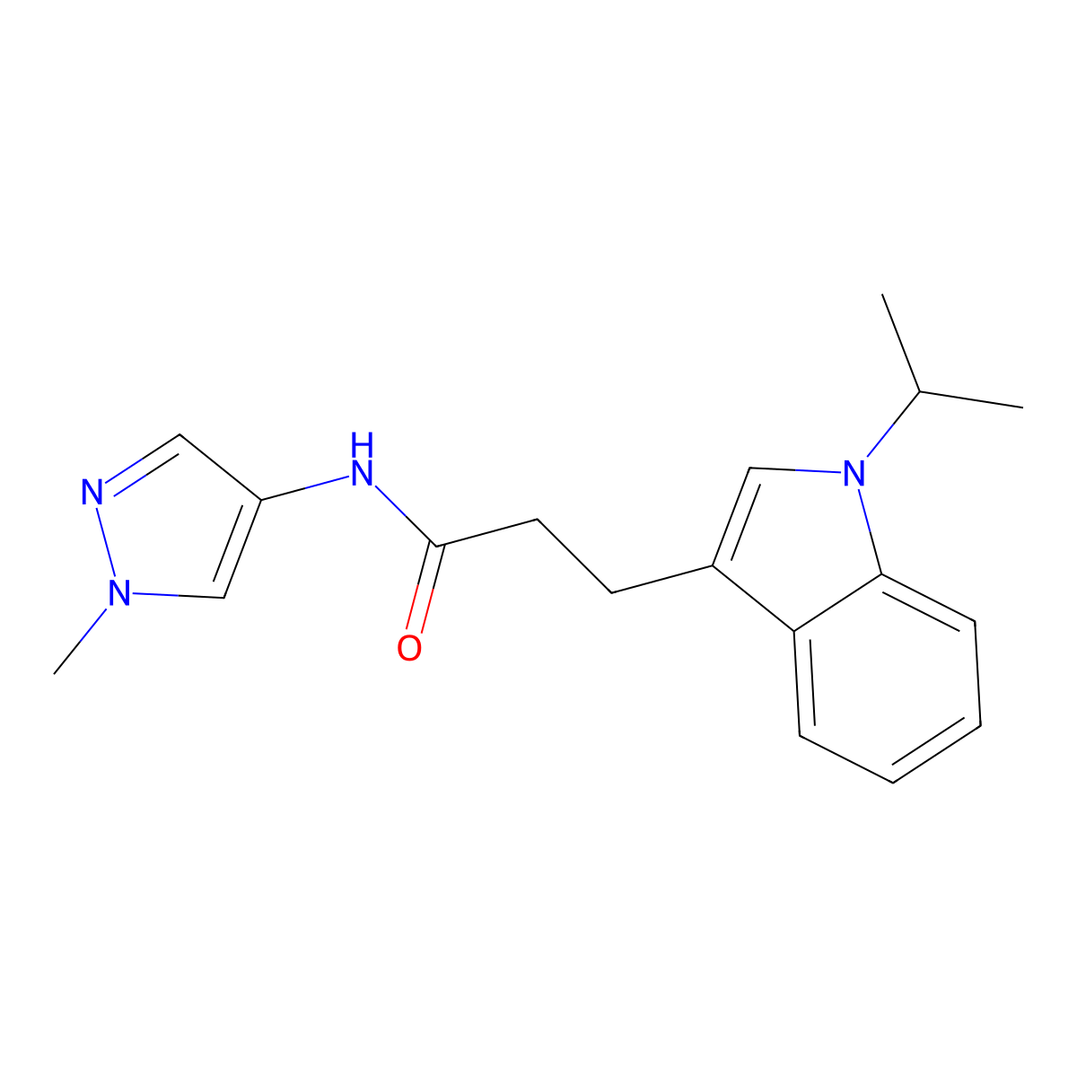 N-(1-methyl-1H-pyrazol-4-yl)-3-[1-(propan-2-yl)-1H-indol-3-yl]propanamide molecular structure, CAS 1374523-62-2