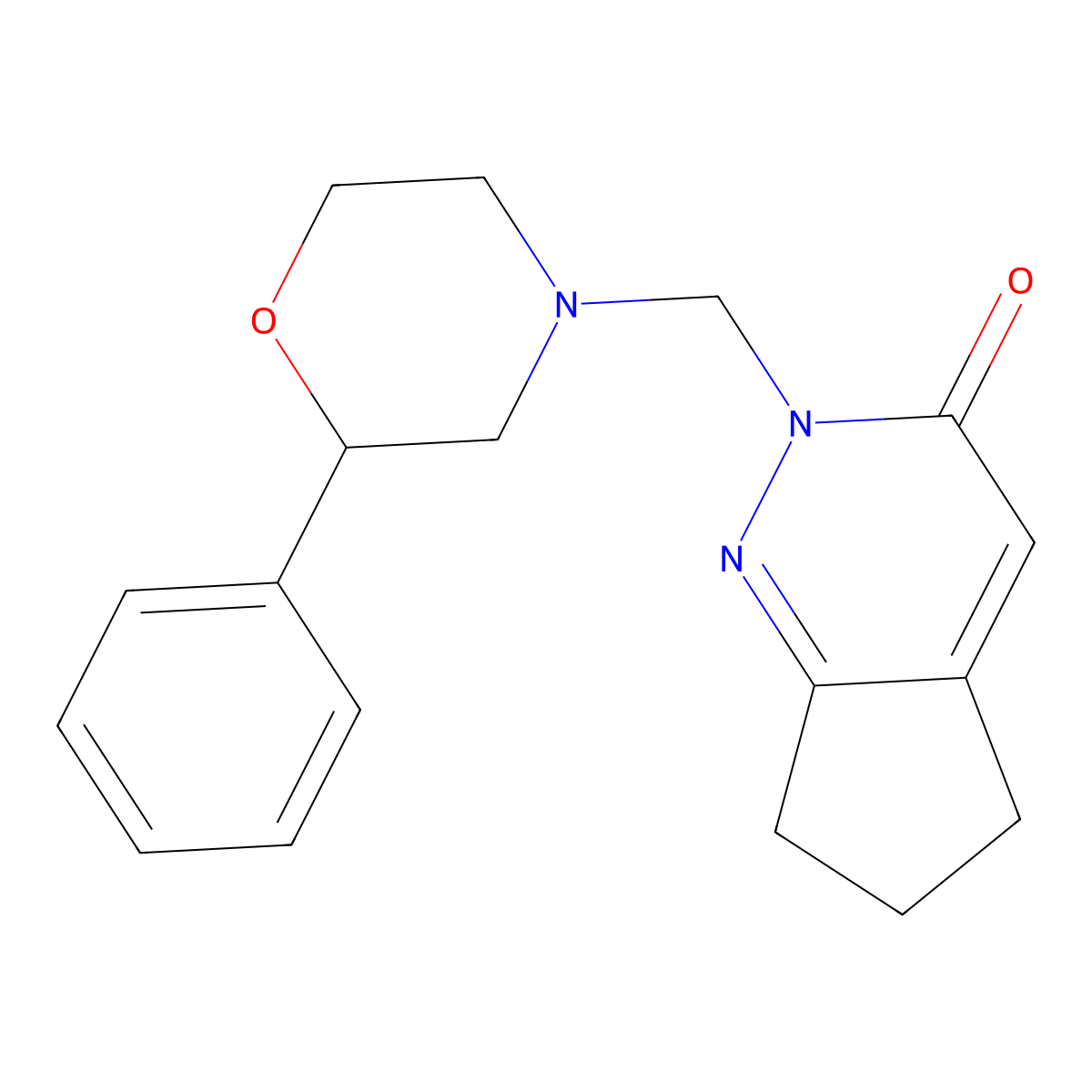 2-[(2-phenylmorpholin-4-yl)methyl]-2,5,6,7-tetrahydro-3H-cyclopenta[c]pyridazin-3-one molecular structure, CAS 1374523-67-7
