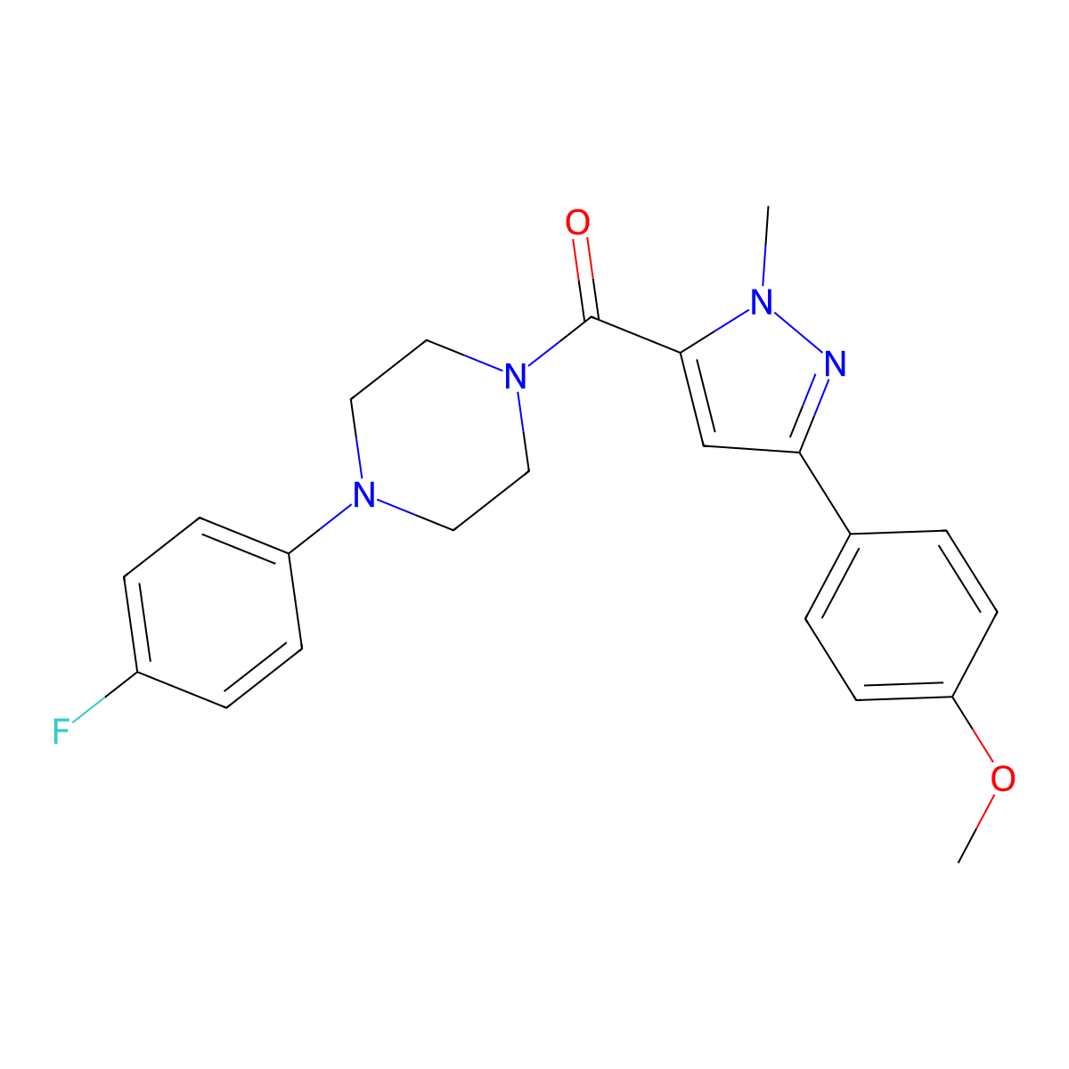 [4-(4-fluorophenyl)piperazino][3-(4-methoxyphenyl)-1-methyl-1H-pyrazol-5-yl]methanone molecular structure, CAS 1374523-90-6