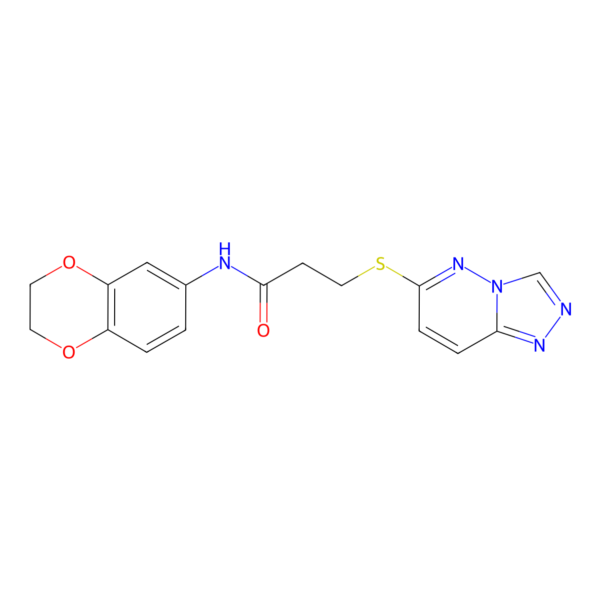 3-([1,2,4]triazolo[4,3-b]pyridazin-6-ylthio)-N-(2,3-dihydrobenzo[b][1,4]dioxin-6-yl)propanamide molecular structure, CAS 1374524-20-5