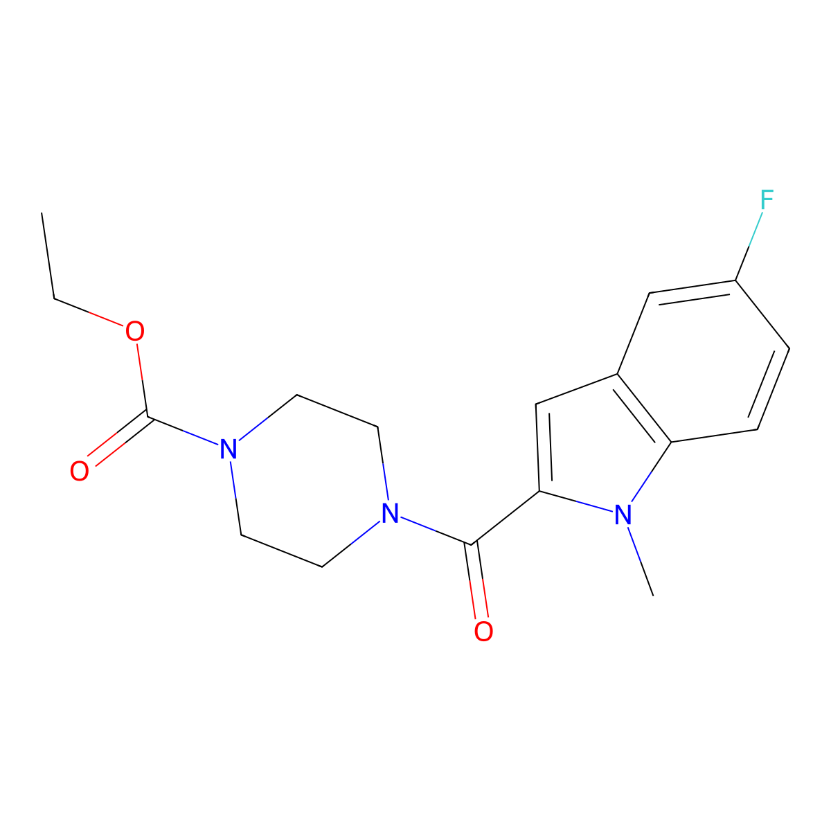 ethyl 4-[(5-fluoro-1-methyl-1H-indol-2-yl)carbonyl]piperazine-1-carboxylate molecular structure, CAS 1374524-34-1