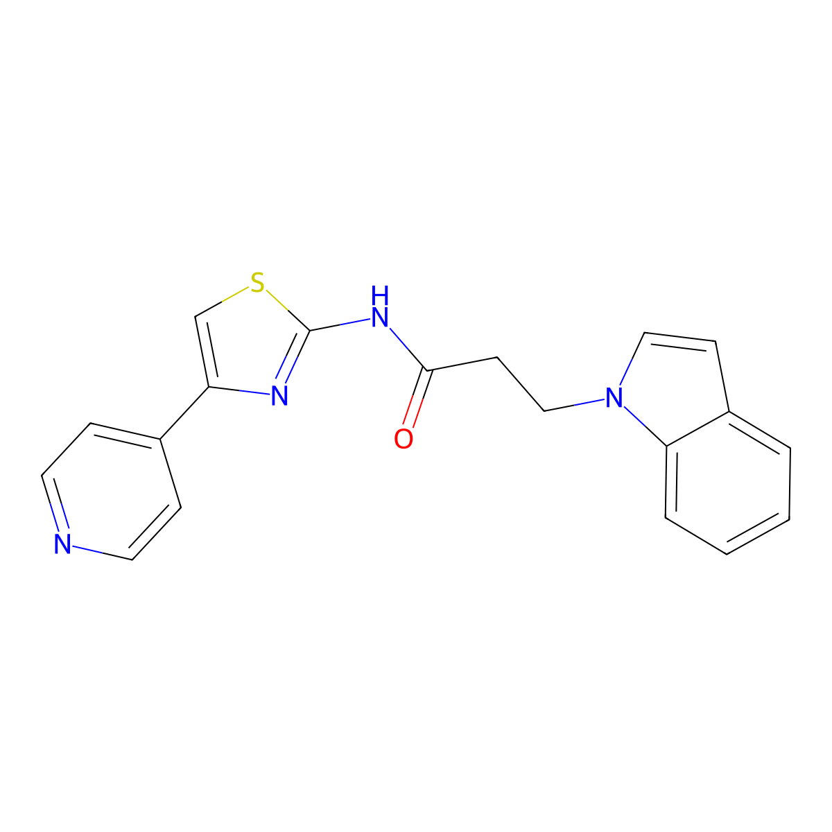 3-(1H-indol-1-yl)-N-[4-(pyridin-4-yl)-1,3-thiazol-2-yl]propanamide molecular structure, CAS 1374524-88-5