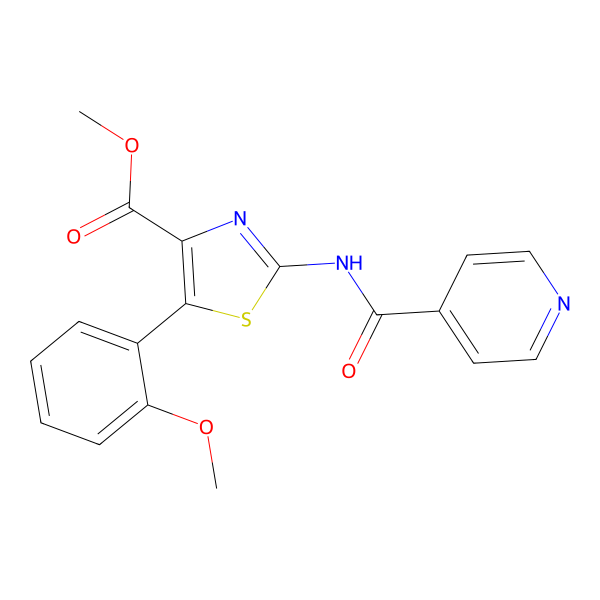 Methyl 5-(2-methoxyphenyl)-2-[(4-pyridylcarbonyl)amino]-1,3-thiazole-4-carboxylate molecular structure, CAS 1374525-15-1