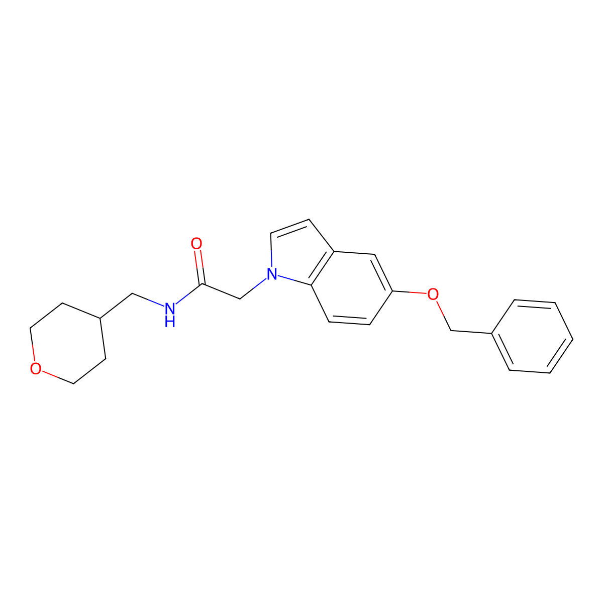 2-[5-(benzyloxy)-1H-indol-1-yl]-N-(tetrahydro-2H-pyran-4-ylmethyl)acetamide molecular structure, CAS 1374525-45-7