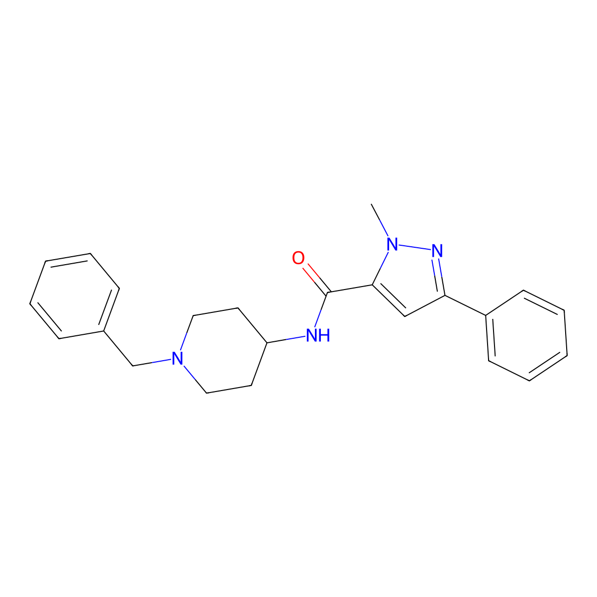 N-(1-benzylpiperidin-4-yl)-1-methyl-3-phenyl-1H-pyrazole-5-carboxamide molecular structure, CAS 1374526-44-9