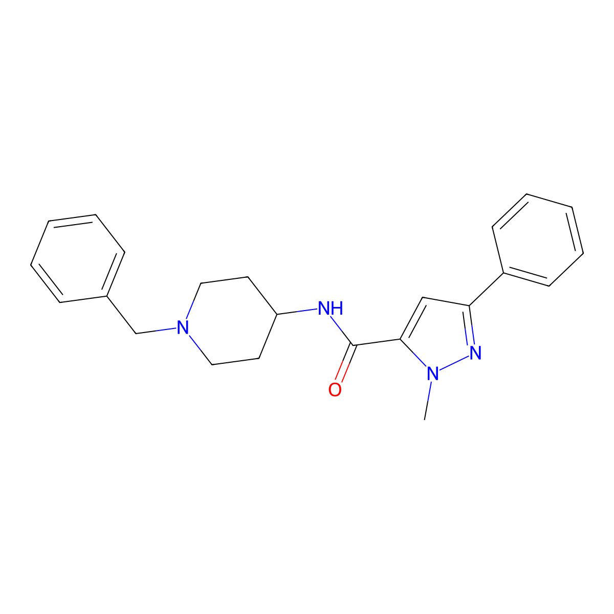 N-(1-benzylpiperidin-4-yl)-1-methyl-3-phenyl-1H-pyrazole-5-carboxamide molecular structure, CAS 1374526-44-9