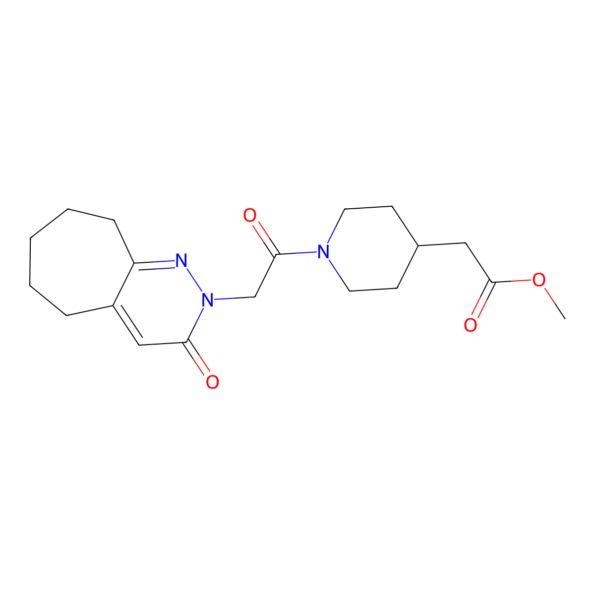 methyl {1-[(3-oxo-3,5,6,7,8,9-hexahydro-2H-cyclohepta[c]pyridazin-2-yl)acetyl]piperidin-4-yl}acetate molecular structure, CAS 1374526-73-4