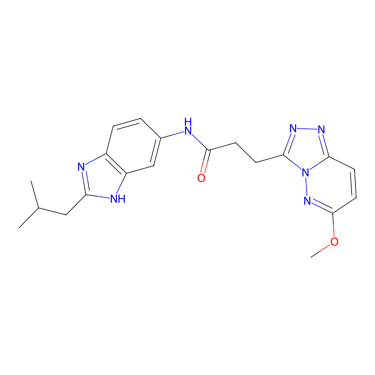 3-(6-methoxy[1,2,4]triazolo[4,3-b]pyridazin-3-yl)-N-[2-(2-methylpropyl)-1H-benzimidazol-6-yl]propanamide molecular structure, CAS 1374526-80-3