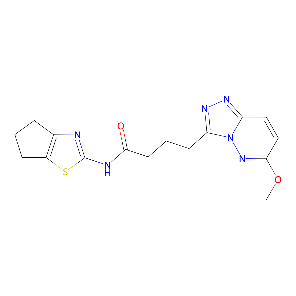 N-(5,6-dihydro-4H-cyclopenta[d]thiazol-2-yl)-4-(6-methoxy-[1,2,4]triazolo[4,3-b]pyridazin-3-yl)butanamide molecular structure, CAS 1374526-83-6