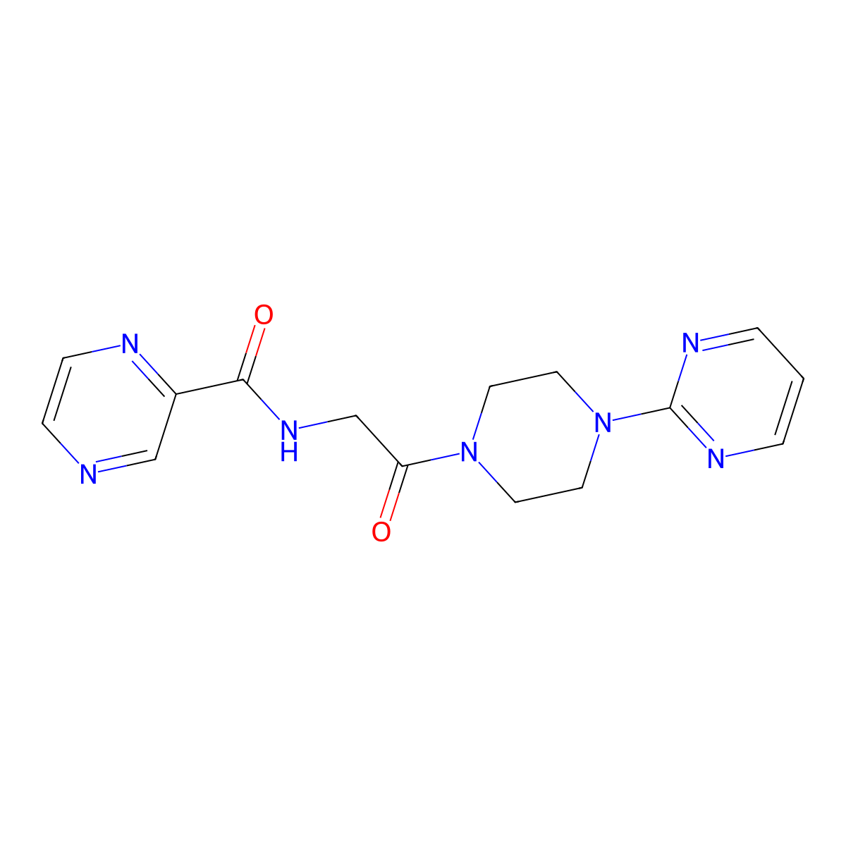 N-{2-oxo-2-[4-(2-pyrimidinyl)piperazino]ethyl}-2-pyrazinecarboxamide molecular structure, CAS 1374526-99-4