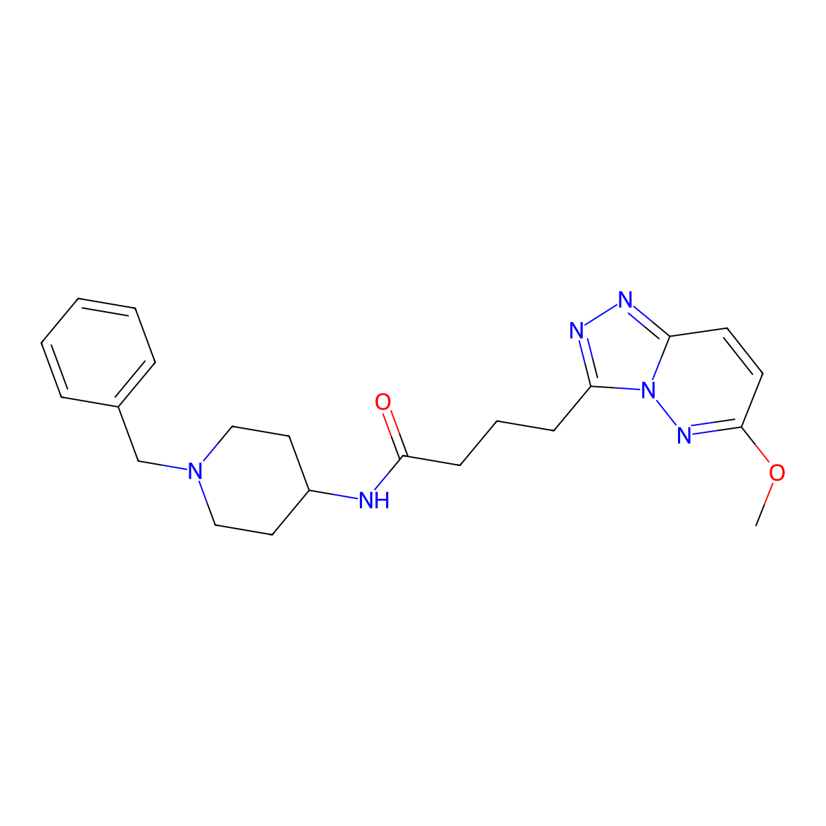 N-(1-benzylpiperidin-4-yl)-4-(6-methoxy-[1,2,4]triazolo[4,3-b]pyridazin-3-yl)butanamide molecular structure, CAS 1374527-04-4