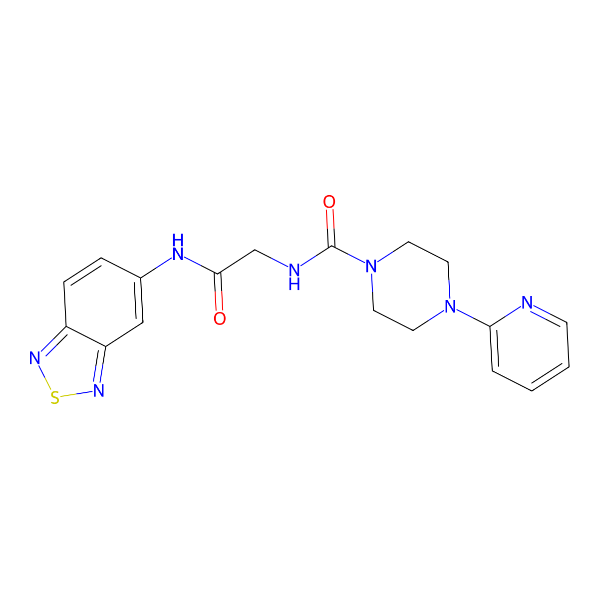 N-[2-(2,1,3-benzothiadiazol-5-ylamino)-2-oxoethyl]-4-(pyridin-2-yl)piperazine-1-carboxamide molecular structure, CAS 1374527-13-5