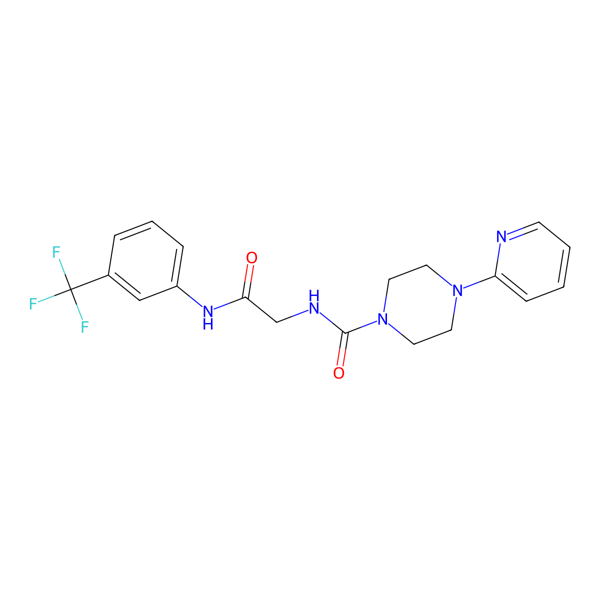 N-(2-oxo-2-{[3-(trifluoromethyl)phenyl]amino}ethyl)-4-(pyridin-2-yl)piperazine-1-carboxamide molecular structure, CAS 1374527-19-1