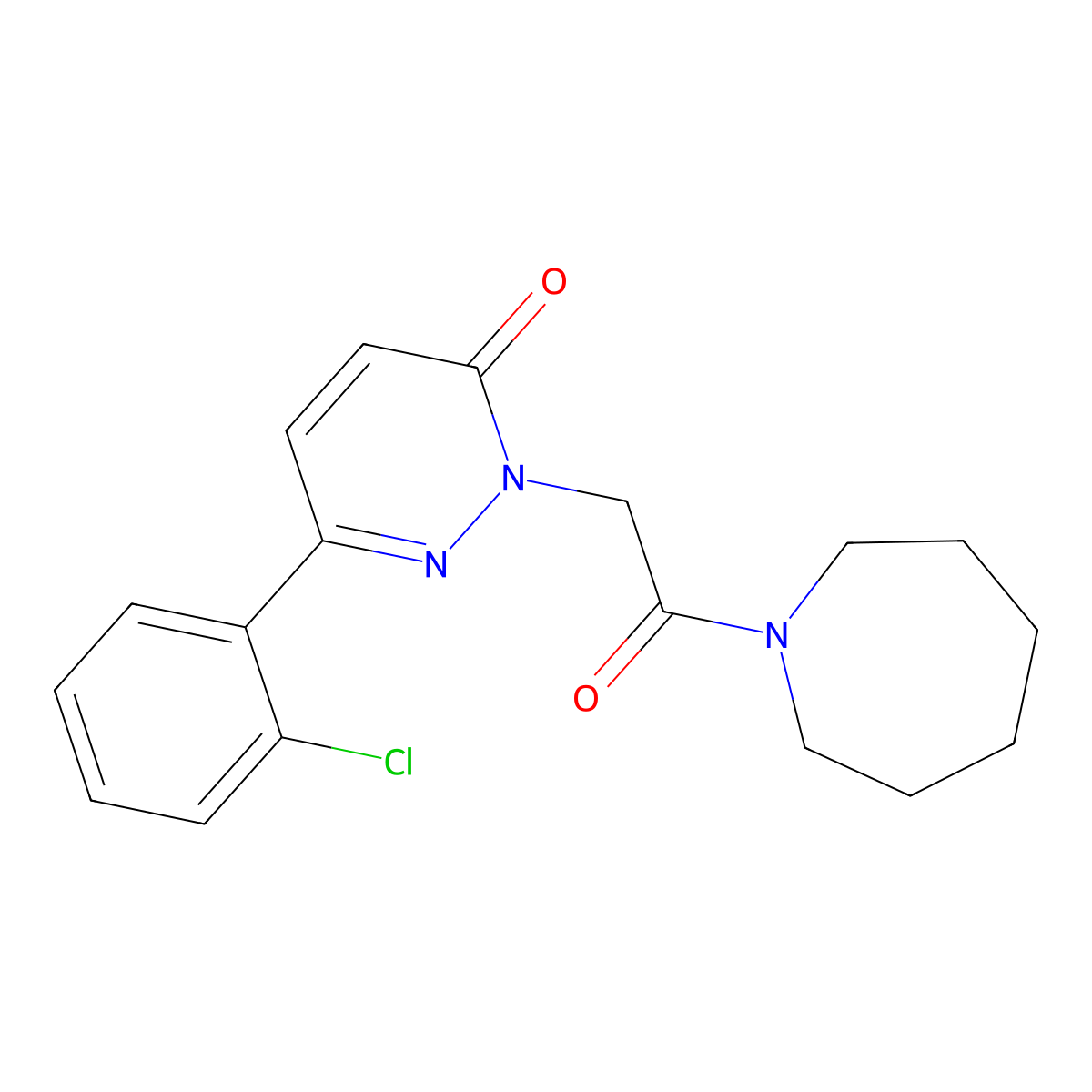 2-[2-(1-azepanyl)-2-oxoethyl]-6-(2-chlorophenyl)-3(2H)-pyridazinone molecular structure, CAS 1374527-20-4