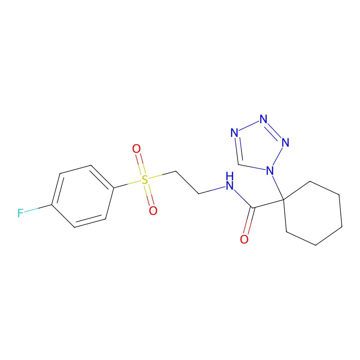 N-{2-[(4-fluorophenyl)sulfonyl]ethyl}-1-(1H-1,2,3,4-tetraazol-1-yl)-1-cyclohexanecarboxamide molecular structure, CAS 1374527-38-4