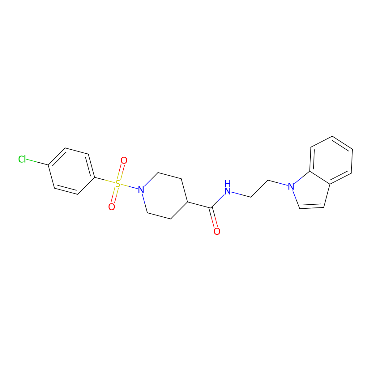 1-[(4-chlorophenyl)sulfonyl]-N-[2-(1H-indol-1-yl)ethyl]-4-piperidinecarboxamide molecular structure, CAS 1374527-42-0
