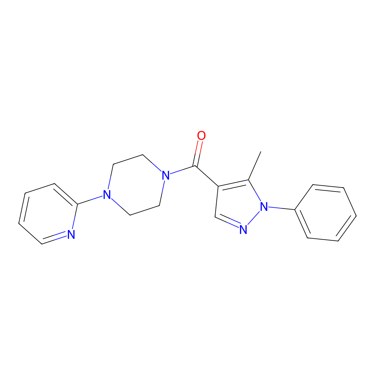 (5-methyl-1-phenyl-1H-pyrazol-4-yl)[4-(2-pyridyl)piperazino]methanone molecular structure, CAS 1374527-50-0