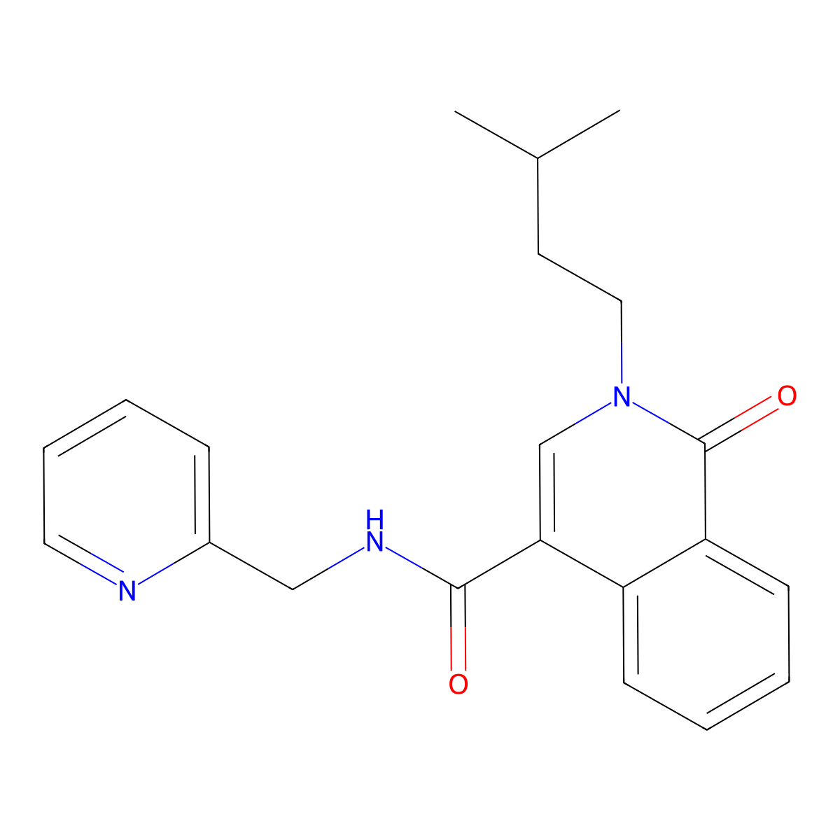 2-isopentyl-1-oxo-N~4~-(2-pyridylmethyl)-1,2-dihydro-4-isoquinolinecarboxamide molecular structure, CAS 1374527-59-9