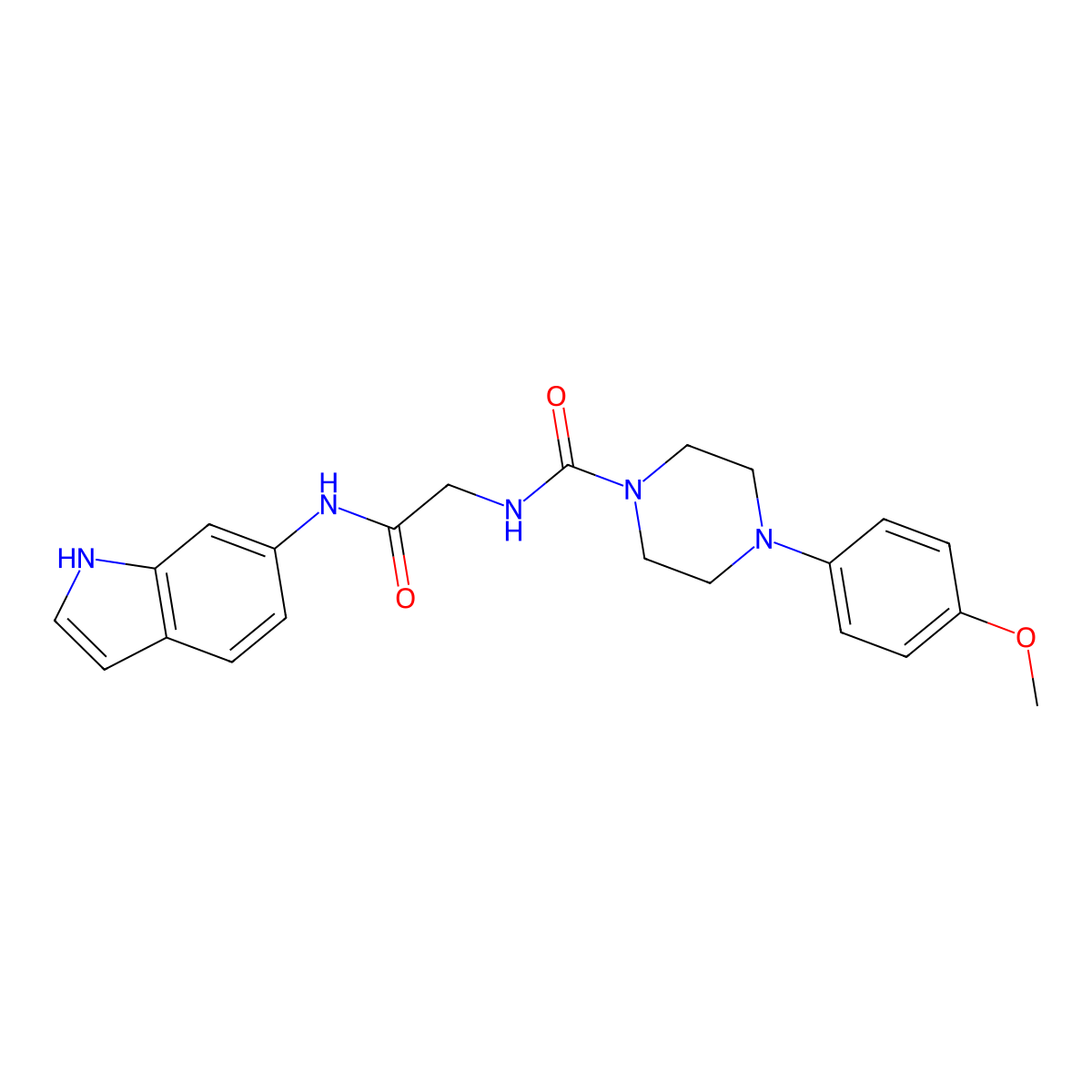 N-[2-(1H-indol-6-ylamino)-2-oxoethyl]-4-(4-methoxyphenyl)piperazine-1-carboxamide molecular structure, CAS 1374527-61-3