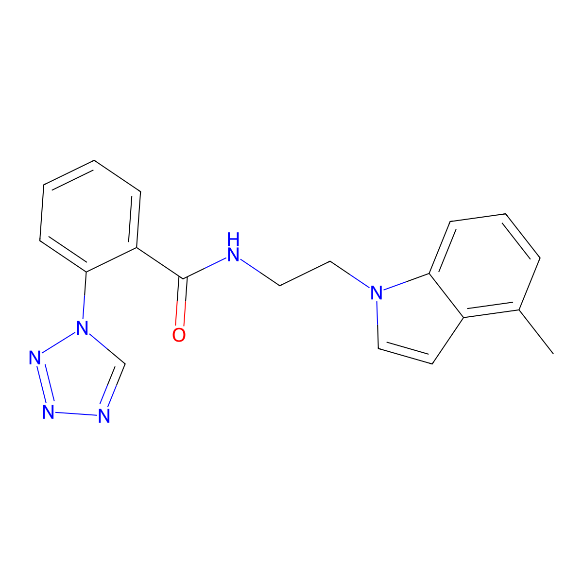 N-[2-(4-methyl-1H-indol-1-yl)ethyl]-2-(1H-1,2,3,4-tetraazol-1-yl)benzamide molecular structure, CAS 1374527-64-6