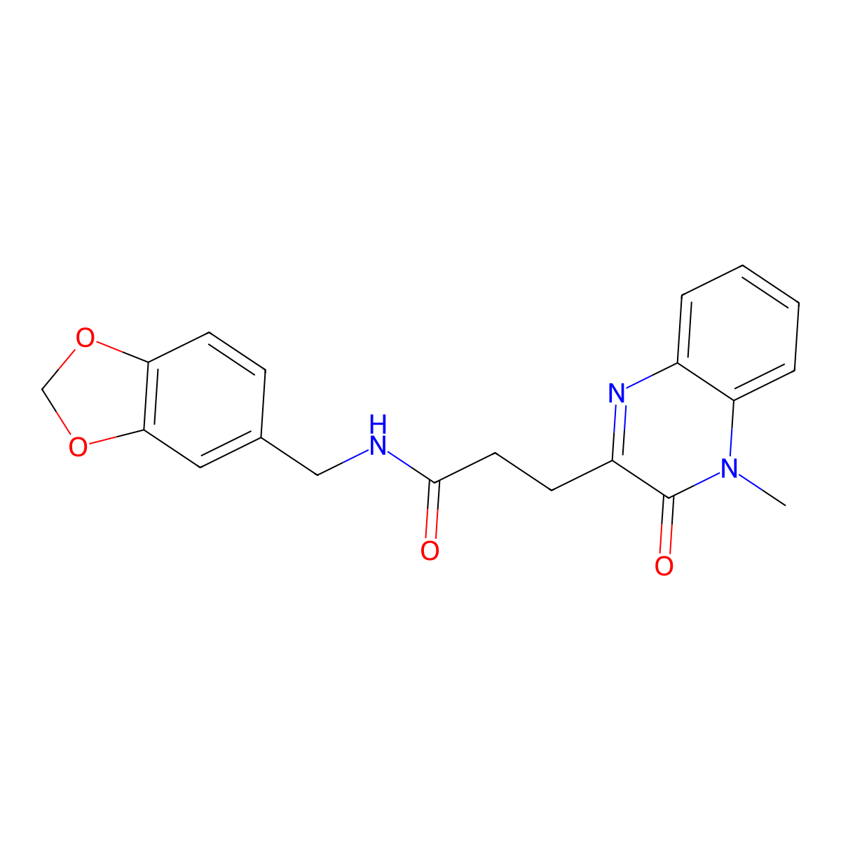 N-(1,3-benzodioxol-5-ylmethyl)-3-(4-methyl-3-oxo-3,4-dihydroquinoxalin-2-yl)propanamide molecular structure, CAS 1374527-66-8