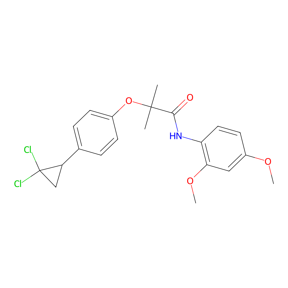 2-[4-(2,2-dichlorocyclopropyl)phenoxy]-N-(2,4-dimethoxyphenyl)-2-methylpropanamide molecular structure, CAS 1374527-70-4