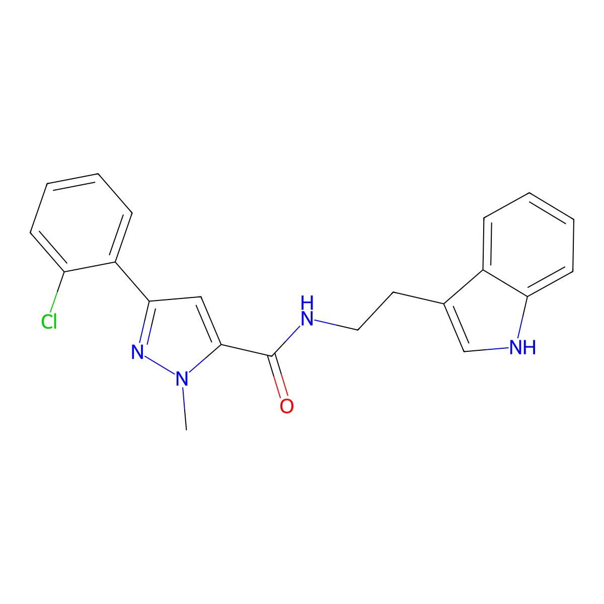 3-(2-chlorophenyl)-N-[2-(1H-indol-3-yl)ethyl]-1-methyl-1H-pyrazole-5-carboxamide molecular structure, CAS 1374527-81-7