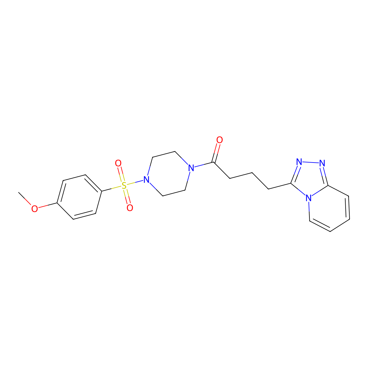 1-{4-[(4-Methoxyphenyl)sulfonyl]piperazin-1-yl}-4-([1,2,4]triazolo[4,3-a]pyridin-3-yl)butan-1-one molecular structure, CAS 1374528-08-1