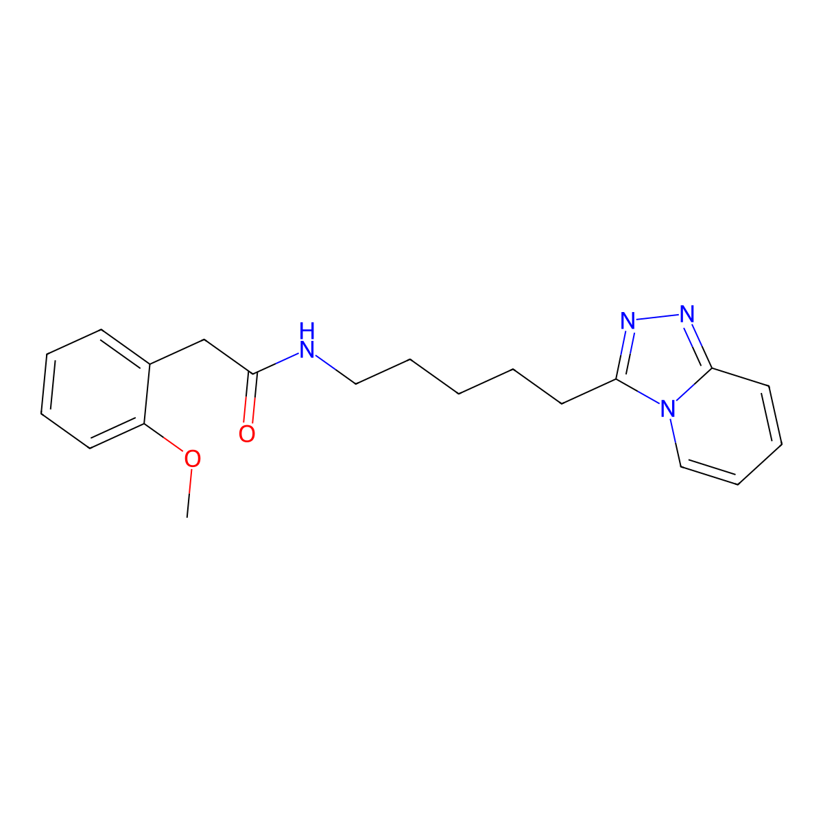 2-(2-methoxyphenyl)-N-[5-([1,2,4]triazolo[4,3-a]pyridin-3-yl)pentyl]acetamide molecular structure, CAS 1374528-09-2