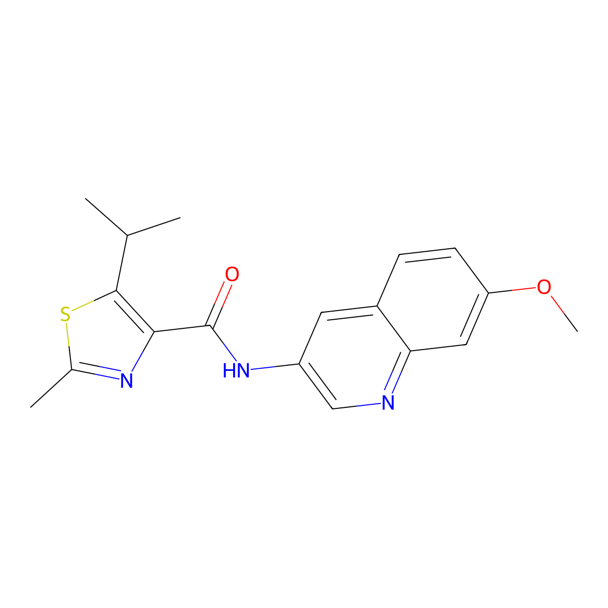 5-isopropyl-N-(7-methoxy-3-quinolyl)-2-methyl-1,3-thiazole-4-carboxamide molecular structure, CAS 1374528-11-6