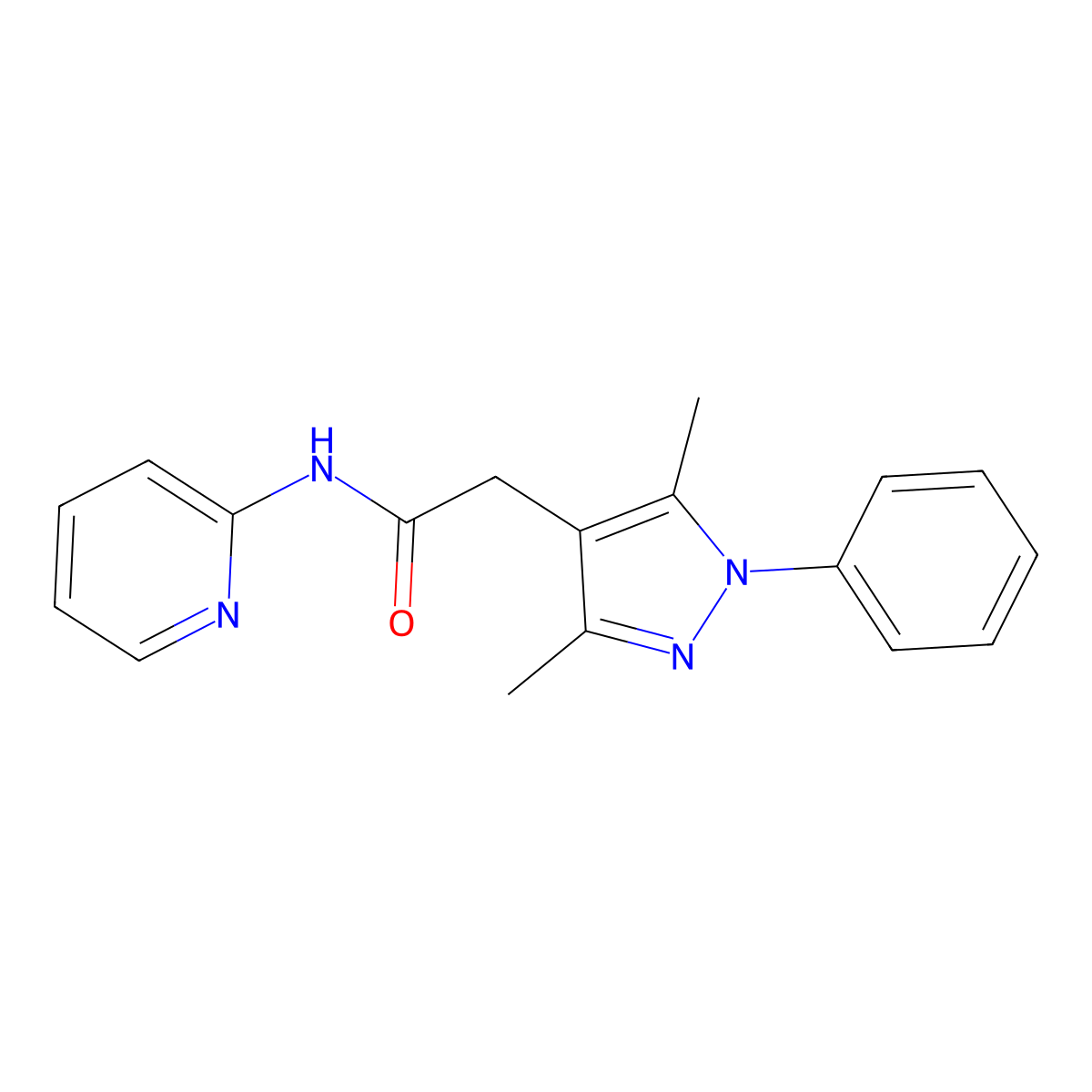 2-(3,5-dimethyl-1-phenyl-1H-pyrazol-4-yl)-N-(pyridin-2-yl)acetamide molecular structure, CAS 1374528-20-7
